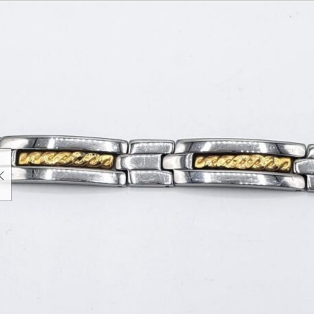 Rci Bracelet 18kt Stamped Gold Stainless Steel Mens Unisex Box Link 8.5 In View 3